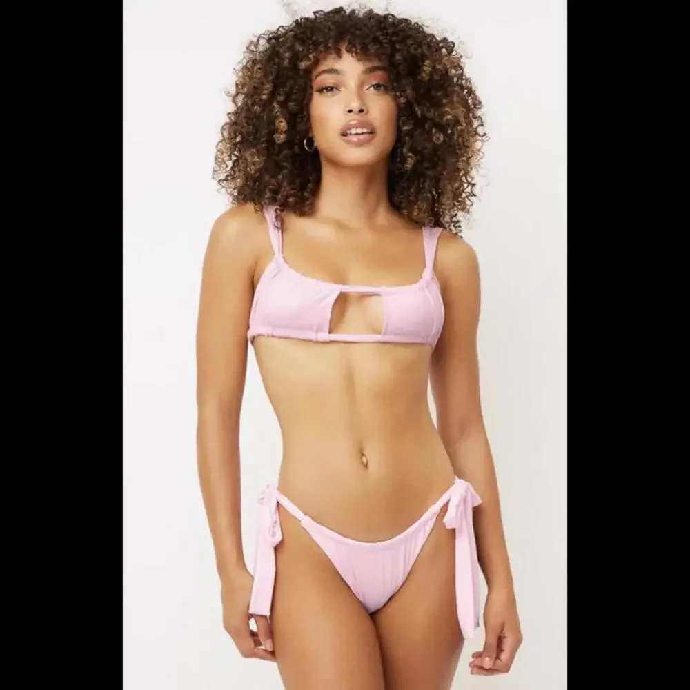 Frankies Bikinis Love Pink Bikini Set Willow Bottom and Top Large (NWT)